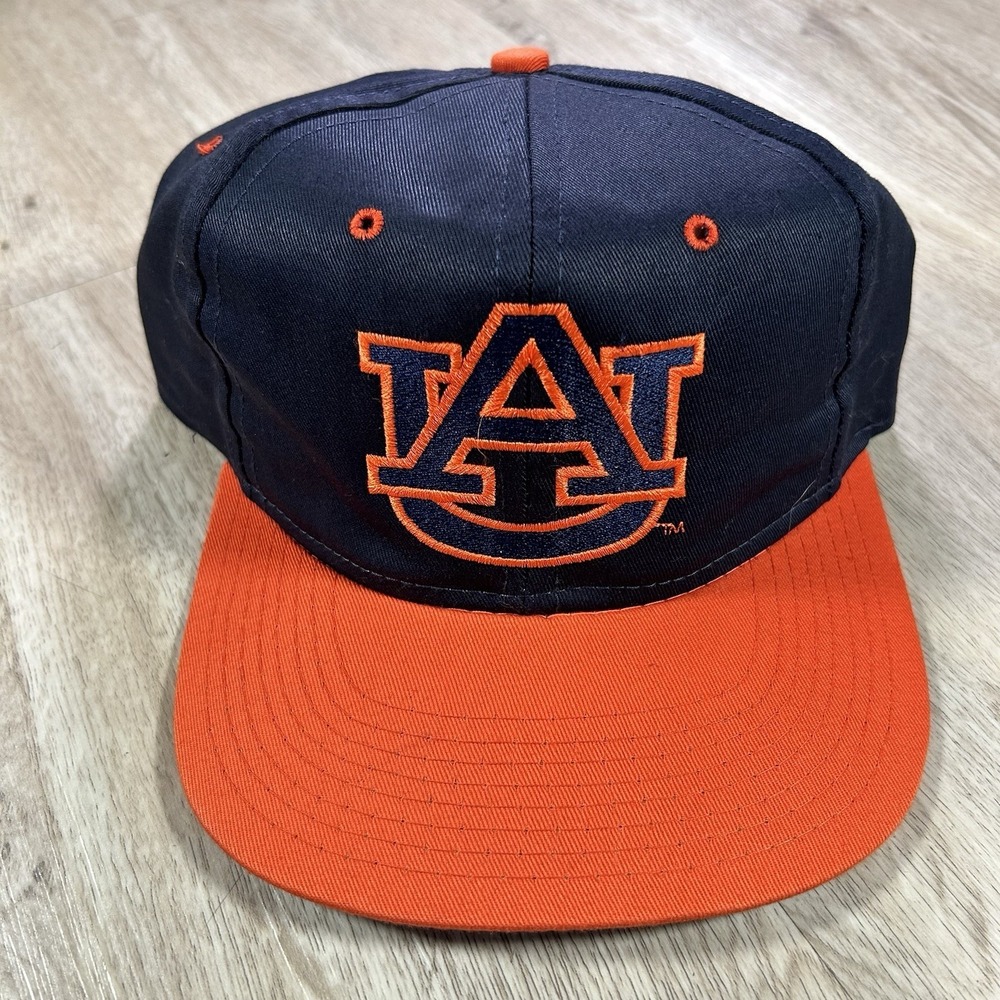 VTG Auburn Tigers Snapback Hat College Universal Blockhead Blue Orange Cap